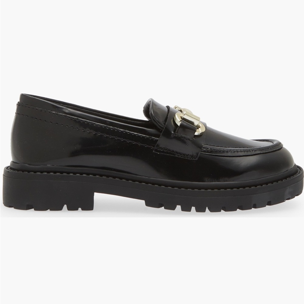 Steve Madden Black Patent Leather and Gold Loafers girls size 4 - Picture 7 of 10